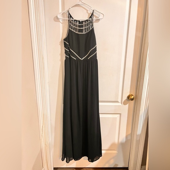 FINAL PRICE Gianni Bini Black Spaghetti Strapped Prom Dress - Picture 1 of 8